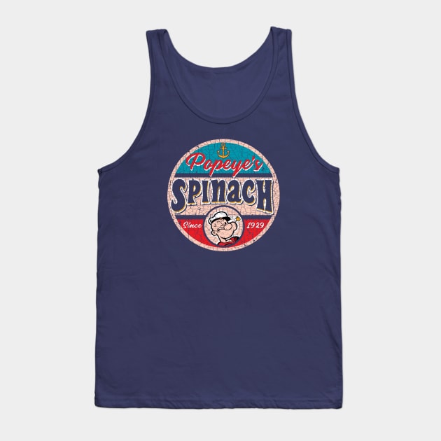 Popeye's Spinach Can Label Cracked Tank Top by Alema Art